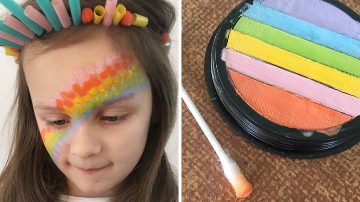 Für den perfekten Regenbogen-Look gibt es eine wunderbare Schminkpalette von Eulenspiegel