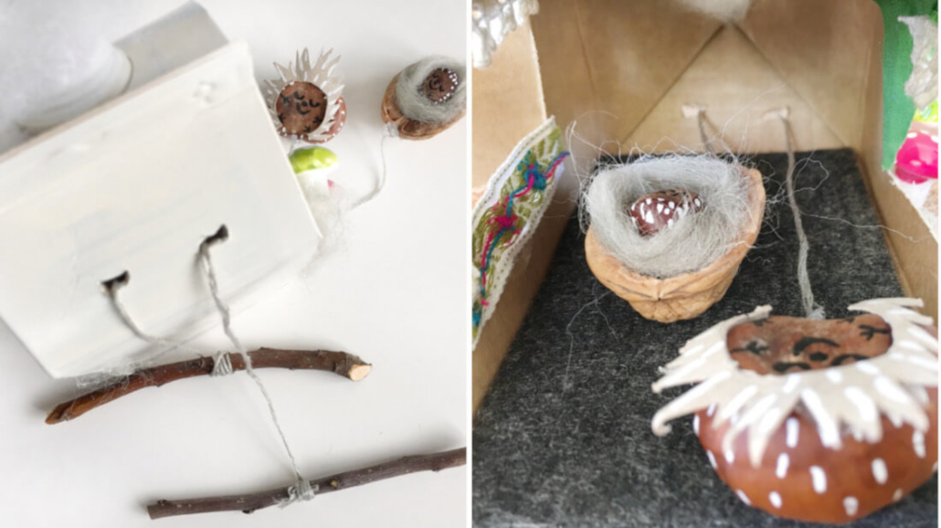 Mit einer Schnur schicken wir unsere Winterschlaf-Igel in den Winterschlaf