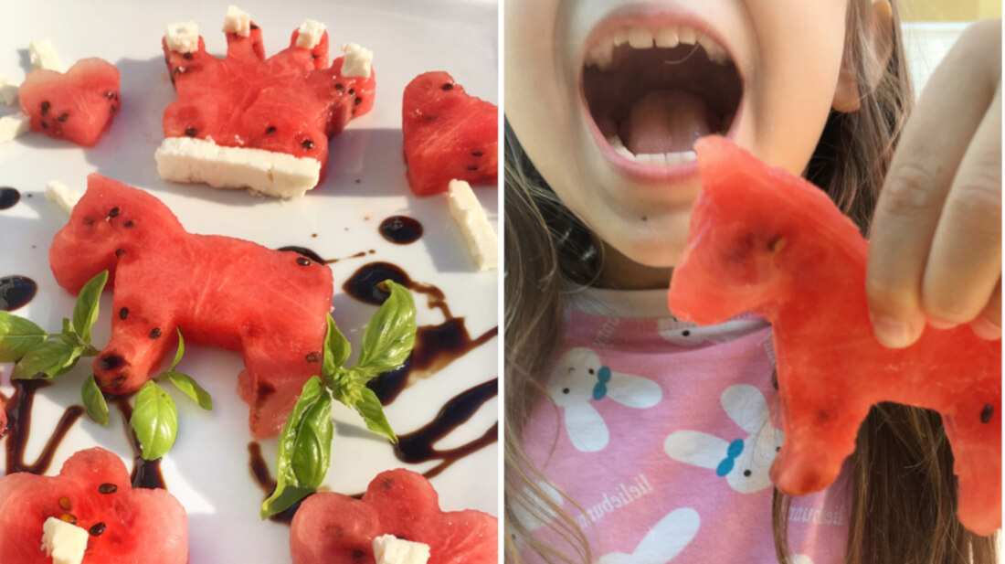 Einhorn-Melonenstücke und Kronen für die Einhornprinzessin